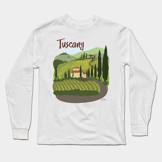 Tuscan Vineyard Long Sleeve T-Shirt by PatrickScullin